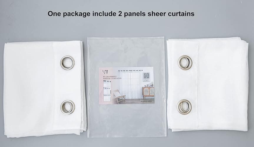 PI Sheer White Curtains 84 Inch Length, Solid Voile with Grommet Top for Living Room/Bedroom (W52 X L84 Inch, 2 Panels)… - Optical White - 52"W x 84"L (Pack of 2) thumbnail 6