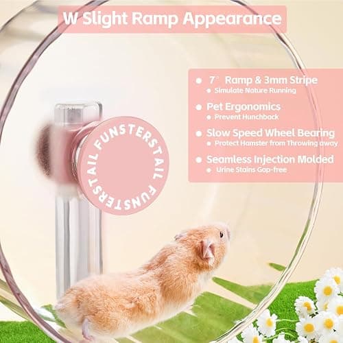 FunstersTail Super Silent Hamster Wheel 10.4 Inch, Magnetic Large Rat Wheel for Chinchilla, Gerbil, Guinea Pig, Cat, Mouse, Sugar Glider and Dwarf, Syrian Hamster Accessories (Peach Pink) thumbnail 7