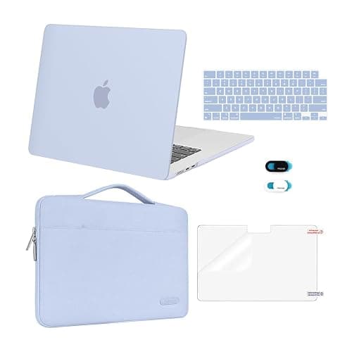 MOSISO Compatible with MacBook Air 15 inch Case 2025 2024 2023 Release M4 A3241 M3 A3114 M2 A2941, Plastic Hard Shell&Carrying Sleeve Bag&Keyboard Cover&Webcam Cover&Screen Protector, Pastel Blue - Image 1