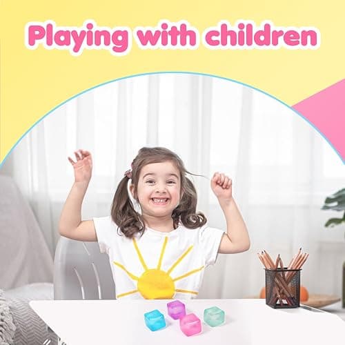 3pack Stress Cube Squishy Stress Balls for Adults Kids Fidget Toy for Your Best Mellow and Chill -Ice Cubes-Square Shape with Filling in Pink Purple Blue (3pcs Cube ) thumbnail 6
