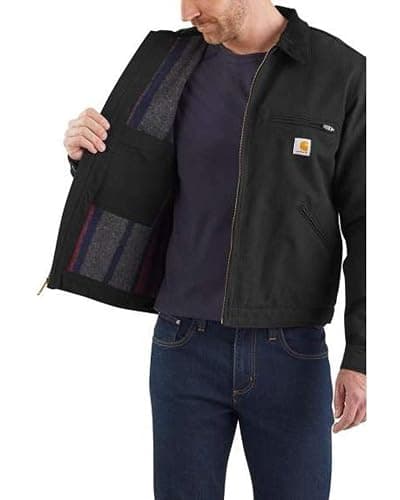 Carhartt mens Duck Detroit Jacket (Regular and Big & Tall Sizes) Work Utility Outerwear, Black, Large US thumbnail 5