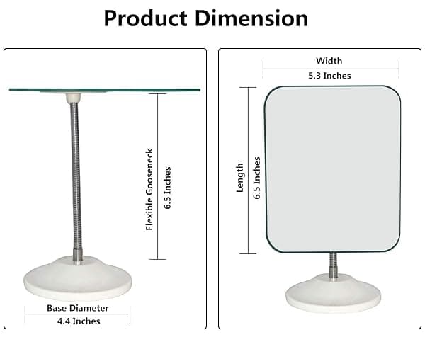 YEAKE Adjustable Flexible Gooseneck Makeup Mirror,360°Rotation Folding Portable Desk Vanity Mirror with Stand Shower Shaving Cosmetic Mirror Square thumbnail 2