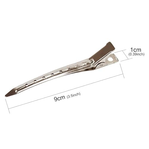 Beayuer 25 Pieces Duck Bill Hair Clips, 3.5 Inch Rustproof Metal Alligator Curl Clips with Holes for Hair Styling, Hair Coloring, Thick Hair Sectioning, Salon, Bows DIY, Silver (25 Pcs, 3.5in Silver) thumbnail 3