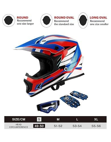 TCT-MOTORPARTS DOT Youth Kids Dirt Bike Full Face Helmets Motocross Motorcycle ATV Offroad Four Wheeler Blue Small Size thumbnail 9