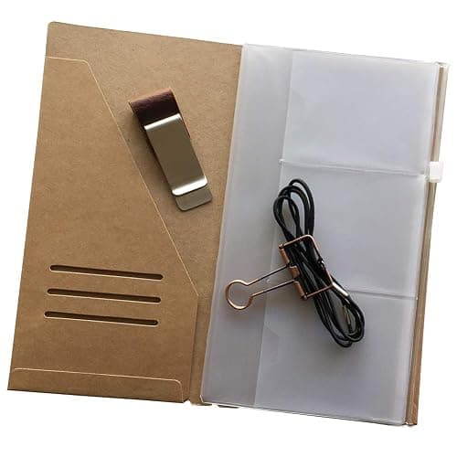 Travelers Notebook Accessories Kit - Kraft File Folder, Zipper Case, Pen Holder, Binder Clip and 2 Elastic Bands thumbnail 3