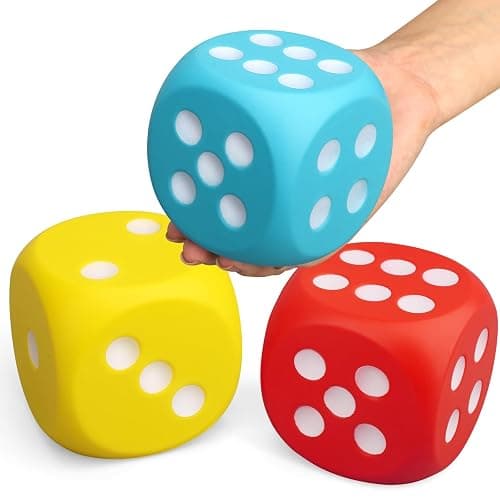 Large 3 Inch Foam Fidget Dice, Jumbo Stress Relief Big Dice, Squeeze Squishy Giant Large Cube for Family Board Game Classroom Party Favors Bag Stuffer (3 Pack) thumbnail 8