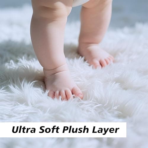yulidayang White Fluffy Round Area Rugs for Bedroom,3'X3'Shag Circle Area Rugs for Girls Room,Non Slip Fuzzy Plush Rug for Kids Room Living Room and Dorm Home Decor Rug thumbnail 3