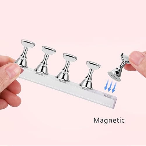 Etercycle Nail Stand Acrylic Nail Art Display Stand Practice Nail Holder for Painting Nails Magnetic Practice Stands with Double-sided Tape For DIY Salon Supplies (Silver) thumbnail 2