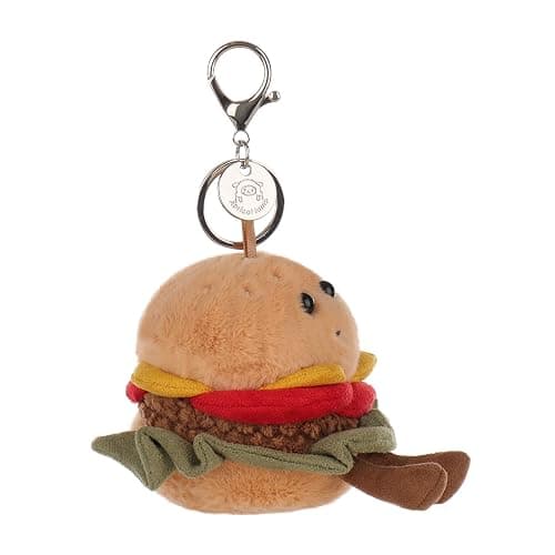 Apricot Lamb Hamburger Burger Essen Netter Schlüsselanhänger, weich gefüllte Plüsch Schlüsselanhänger Spielzeug für Kinderrucksack, Geldbörse, 8 cm thumbnail 3