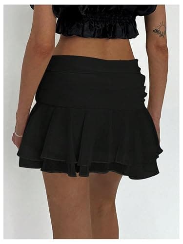 MakeMeChic Women's Ruffle Mini Skirt Tiered Layer Mesh Sheer Flared Rave Party Skirts thumbnail 3
