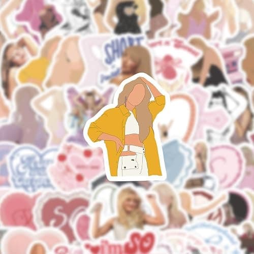 60PCS Sabrina Carpenter Stickers Pack for Water Bottle, Laptop, Kindle, Cartoon Music Singer Stickers for Phones, Notebook, Refrigerators, Bicycles, Cars, Helmets, Gift for Fans thumbnail 5