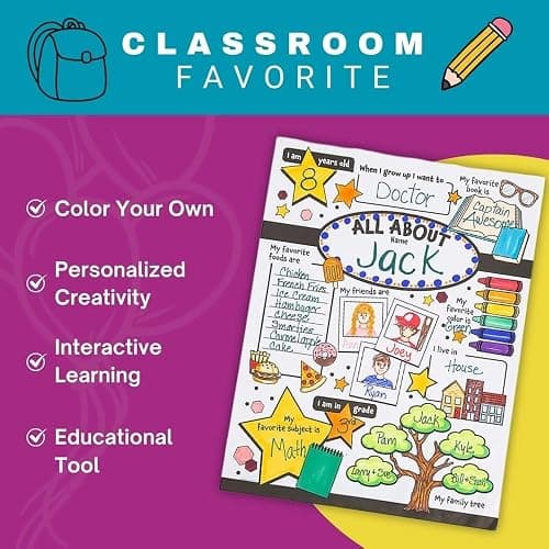 Fun Express All About Me Posters for Kids - 30 Color Your Own Star Posters - DIY School Classroom, Daycare, Preschool, Kindergarten Activities VBS 2026 thumbnail 5