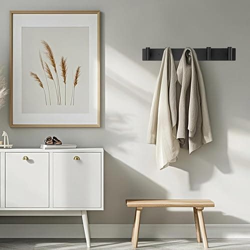 Bntuk Coat Rack Wall Mount, Towel Racks for Bathroom with 5 Coat Hooks for Robes Bags Keys, Hat Rack for Wall Towel Hooks for Entryway, Home Wall Organizer Essential (Black) thumbnail 7