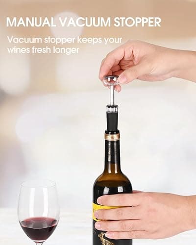 Moriank Electric Wine Opener Set with Stand, Wine Gift Set with Rechargeable Wine Opener, Wine Aerator, Vacuum Stoppers and Foil Cutter, 6-in-1 Wine Bottle Opener Set for Home Party Bar Outdoor Gift - Stainless Steel - 6 in 1 set thumbnail 7