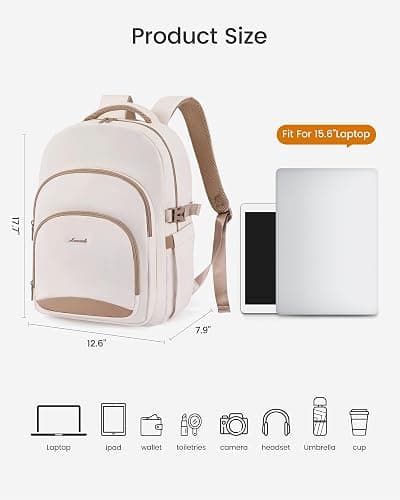 LOVEVOOK Laptop Backpack for Women, 15.6-Inch Work Backpack, Back to School Bookbag for College Student Teen Girls, Casual Personal Item Travel Bag Business Computer Daypack for Teacher Nurse, Gift thumbnail 5