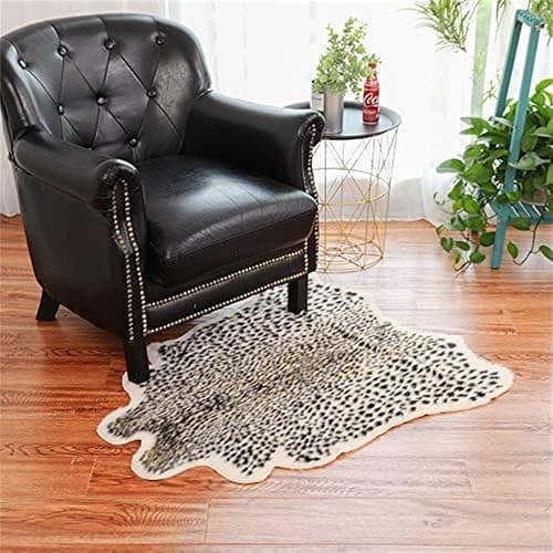 Leopard Print Rug,Faux Cowhide,Artificial Carpet,Simulation Cowhide, Leopard, Tiger, Zebra, Cow Hide Mat Animal Print Area Rug Hide Faux Carpet (A) / 40x37inch,3.3x3.1ft thumbnail 5