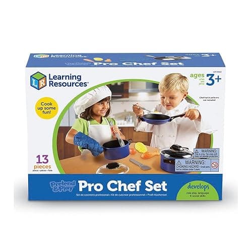 Learning Resources Pretend & Play Pro Chef Set, Kitchen Toys for Kids, Pretend Kitchen, Pots and Pans for Kids, 13 Pieces, Ages 3+ thumbnail 3