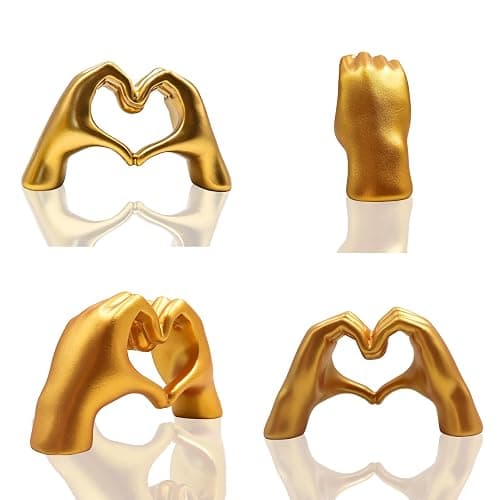 MinrzPet Home Decor, Gold Heart Hands Sculpture, Love Shack Fancy Decor, Decoraciones para Sala, Entry Way Table Home Decor, Gold Statue for Living Room, Bedroom, Office, Table, Bookshelf thumbnail 4