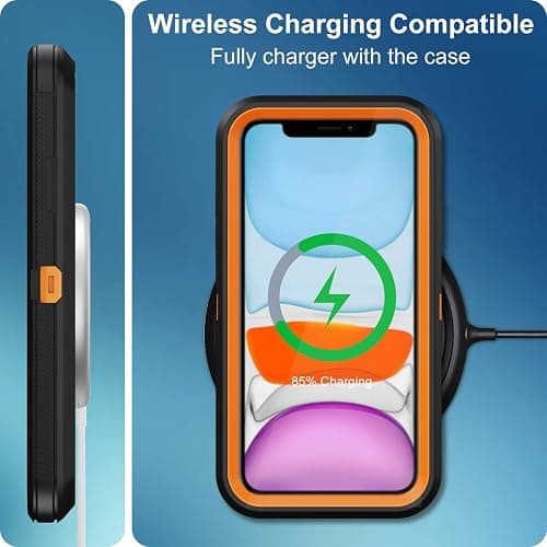 Aimoll-88 for iPhone 11 Case, with Built in Screen Protector Heavy Duty Drop Protection, Full Body Rugged Shockproof Dust Proof 3- Layer Tough Protective Phone Cover for Apple iPhone 11 Black/Orange thumbnail 6