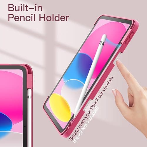 JETech Case for iPad (A16) 11th/10th Generation (2025/2022) with Pencil Holder, Clear Transparent Back Shell Slim Stand Shockproof Tablet Cover, Auto Wake/Sleep (Pink) thumbnail 5