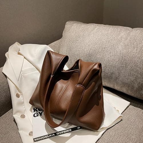 Hobo Bags for Women Slouchy Tote Bag Soft Casual PU Leather Shoulder Purses 2pcs Work Everyday Handbags thumbnail 6
