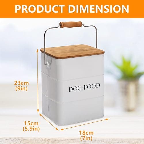 Yomjarl Farmhouse Dog Food Storage Container,6L Dog Food Canisters,Pet food Container Hold 5~6lbs Dog Food Treats,Airtight Dog Puppy food Storage with Lid and Scoop,Kibble Container Countertop-White… thumbnail 3