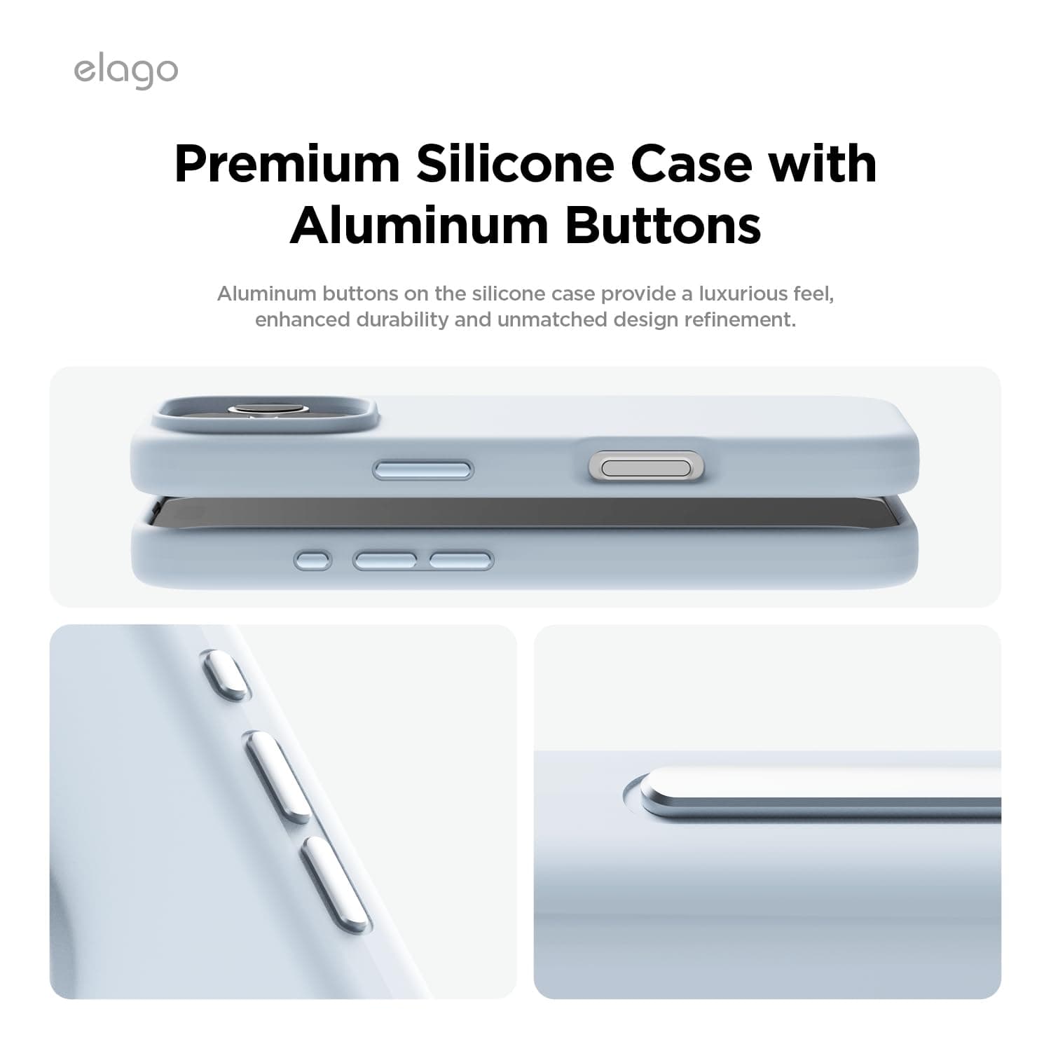 elago Magnetic Silicone Case Compatible with iPhone 16 Pro Max Case 6.9 Inch Compatible with All MagSafe Accessories - Built-in Magnets, Soft Grip Silicone, Shockproof (Light Blue) thumbnail 3