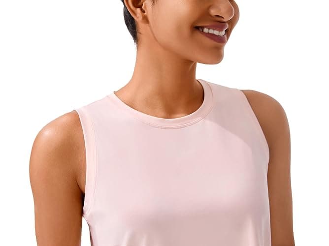 JOYSPELS Ice Silk Crop Workout Tank Tops for Women Cool-Dry Sleeveless Loose Fit Yoga Shirts thumbnail 3