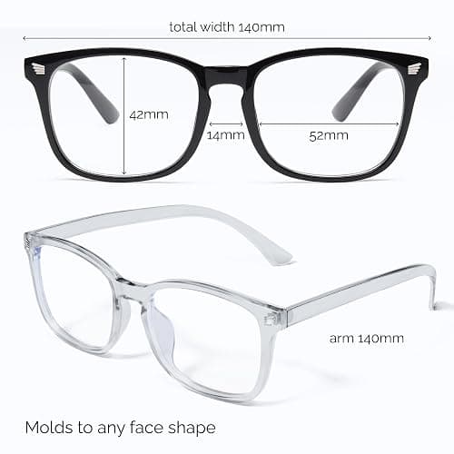 livho High Tech Blue Light Glasses - Advanced 99% Blue Light Blocking Computer Glasses - Anti Eyestrain & UV Glare Protection - *B1 Light Black+clear - Clear thumbnail 6