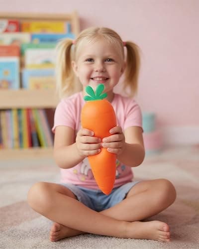 Giant Carrot/Strawberry/Dragon Fruit/BananaSquishy Stress Ball 4.5 Inch Jumbo Vegetable Slow Rise Sensory Fidget Toy Moldable Realistic Relaxing Easter Basket Stuffers Essentials(Carrots,1pc) thumbnail 2