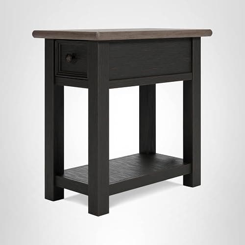 Signature Design by Ashley Tyler Creek Chair Side End Table, Plank-styled Top, Smooth-gliding Drawer, Wood, 14.13" W x 24.13" D x 24.13" H, Light Brown & Whitewash thumbnail 13