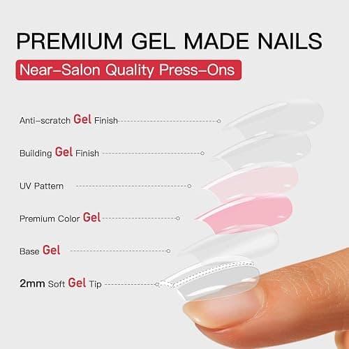 CurvLife Extra Short Almond Press On Nails, Blush Veil Nude Pink, Soft Gel | 32PCS, 16 Sizes, Salon-Quality Natural Fake Nails, Curved Fit, 7-14 Day Glue-On Wear, Reusable Stick-On Nails, Press-On Kit thumbnail 5