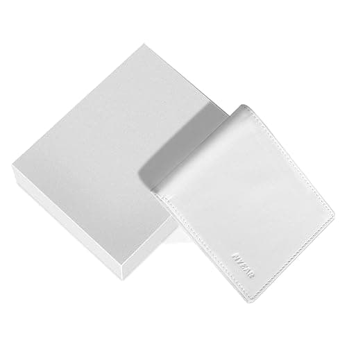 NYEAR White Wallet,Four layers conductive fabric anti RFID reading,Slim Mens Wallet Leather Bifold Wallets for Men As Nice Gifts for Birthday, Anniversary and Graduation,White thumbnail 5