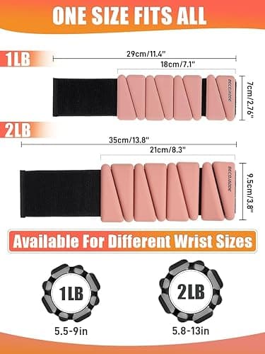BECOJADDE Wrist Ankle Weights Set of 2(1 lb/2 lb Each) Adjustable Weights Training Intensity for Strength Training Walking Running Yoga Pilates Jogging for Women Men - 4 lb Pair (2 lb Each) - Pewter Peach thumbnail 4