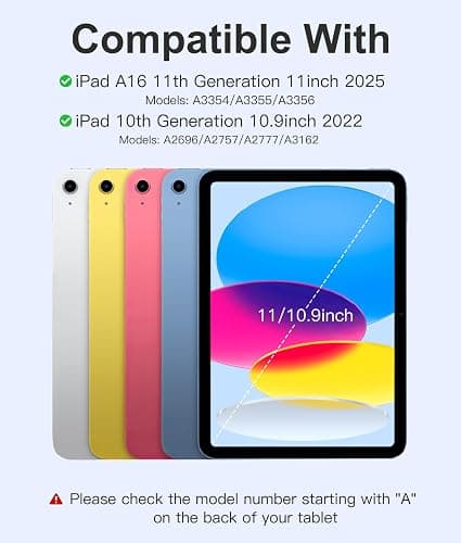 Hamile for iPad 11th 10th Generation Case with Keyboard - 7 Colors Backlit Wireless Detachable Folio Keyboard Cover with Pencil Holder for iPad 11-inch A16 2025 10th Gen 10.9 Inch 2022 (Black) thumbnail 2