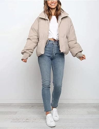 Gihuo Women’s Winter Cropped Puffer Jacket Coat Short Warm Quilted Jacket 2025 thumbnail 3