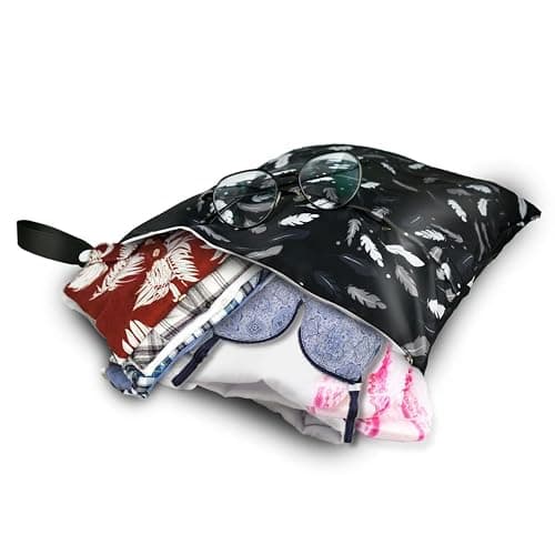 2 Pcs Waterproof Reusable Wet Dry Bag for Diaper Baby Cloth Gym Clothes Washable Travel Bags for Beach Pool Swimsuits Pockets with Two Zippered Dirty Diapers Stroller Yoga Toiletries Daycare Organizer thumbnail 5
