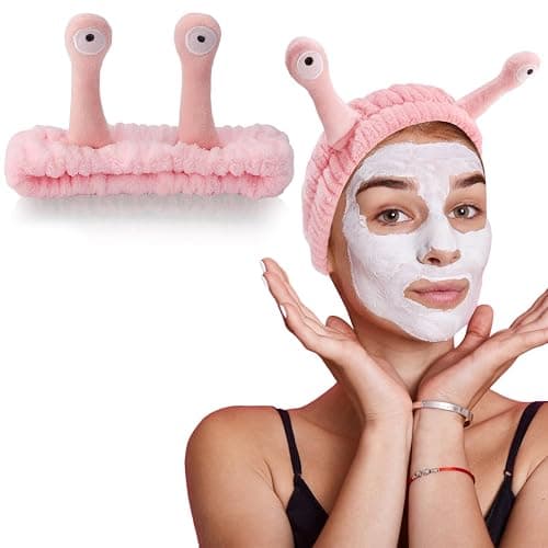 SuPoo Snail Face Wash Headband - Light Pink, Soft Microfiber Material, Funny Design, One Size Fits Most, Strong Water Absorbent, Multi-Function Use for Spa, Sports, Yoga, Makeup, Face-Washing, Shower thumbnail 7