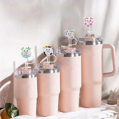 Straw Cover Cap for Stanley Cup 30 Oz 40 Oz Tumblers - 10mm Cute Cow Straw Tips Covers,Silicone Straw Toppers, Funny Animals Straw Covers Cap Plugs,Anti-dust Straw Tip Drinking Straw Tips Lids thumbnail 7