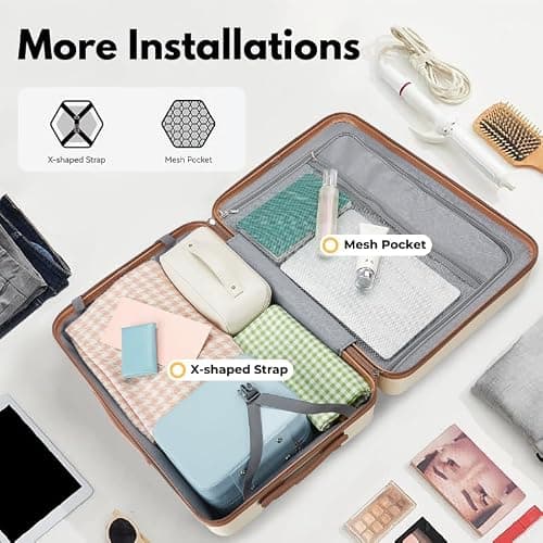 NEISIA Luggage Sets, Suitcase with Spinner Wheels, PC+ABS Hardshell Travel Luggage Set with TSA Locks,Lightweight Rolling Luggage，Carry on suitcase with YKK Zippers thumbnail 6