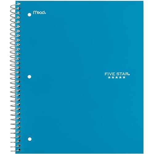 Five Star Spiral Notebooks + Study App, 4 Pack, 1 Subject, Wide Ruled Paper, 10-1/2" x 8", 100 Sheets, Amethyst Purple, Raspberry Pink, Gray and Tidewater Blue (930105-ECM) - Wide Ruled thumbnail 8