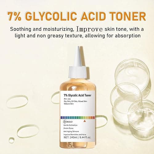7% Glycolic Acid Exfoliating Toner, Exfoliating Facial Toner, Pore Minimizing Toner, Smooth Skin, Even Tone, Hydrating Formula thumbnail 6