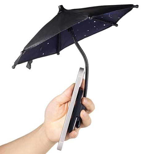 OUTXE Phone Umbrella for Sun, 360°Adjustable Shade Cover for Cell iPhone/Android/Kindle, Mini Cellphone Shield Suction Cup Stand Holder -Black - Image 1
