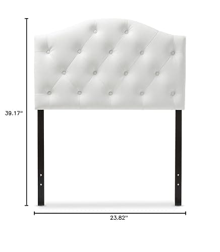 Baxton Studio Myra Modern and Contemporary White Faux Leather Upholstered Button-Tufted Scalloped Twin Size Headboard thumbnail 3