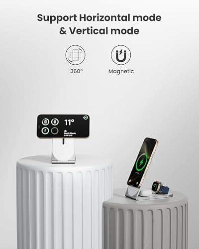 Wireless Charging Station, 3 in 1 Phone Charger Stand, Foldable MagSafe Charger for 17/16/15/14/13/12 Pros Plus, Watch Ultra, Airpods, Magnetic Travel Charging Station with 20w Adapter (White) thumbnail 5