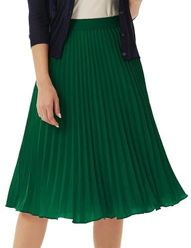 GRACE KARIN Women High Elastic Waist Pleated Chiffon Skirt Midi Swing A-line Skirts - Image 1