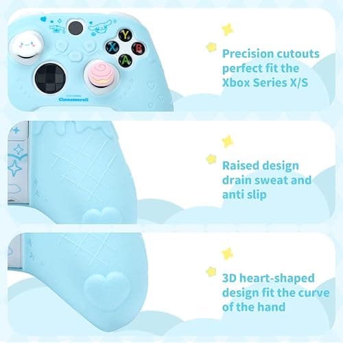 Kuitmor Cover Skin for Xbox Series X Controller, Soft Silicone Ergonomic Protective Cover Skin Case Compatible with Xbox Wireless Controller with 2 Thumb Grip Caps - DEG thumbnail 5