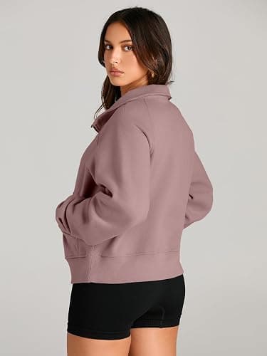 AUTOMET Womens Sweatshirts Half Zip Cropped Pullover Fleece Quarter Zipper Hoodies 2025 Fall Fashion Outfits Clothes thumbnail 4