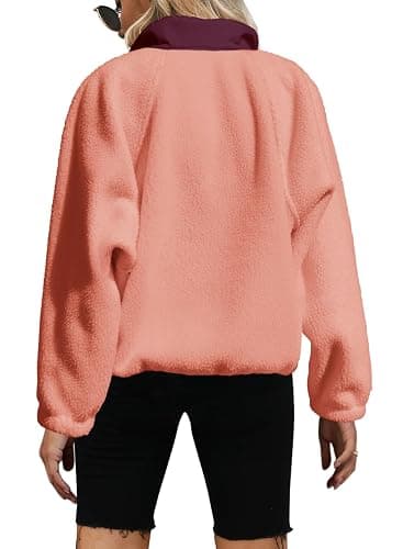 Yanekop Womens Fuzzy Fleece Pullover Sherpa Sweatshirt Long Sleeve Button Down Sweater Winter Fleece Jacket with Pockets thumbnail 2