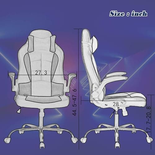BestOffice PC Gaming Chair Ergonomic Office Chair Desk Chair with Lumbar Support Flip Up Arms Headrest PU Leather Executive High Back Computer Chair for Adults Women Men (White) thumbnail 3